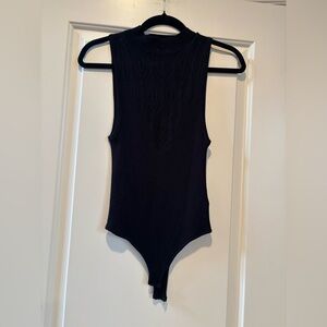 Free People Black Knit Bodysuit